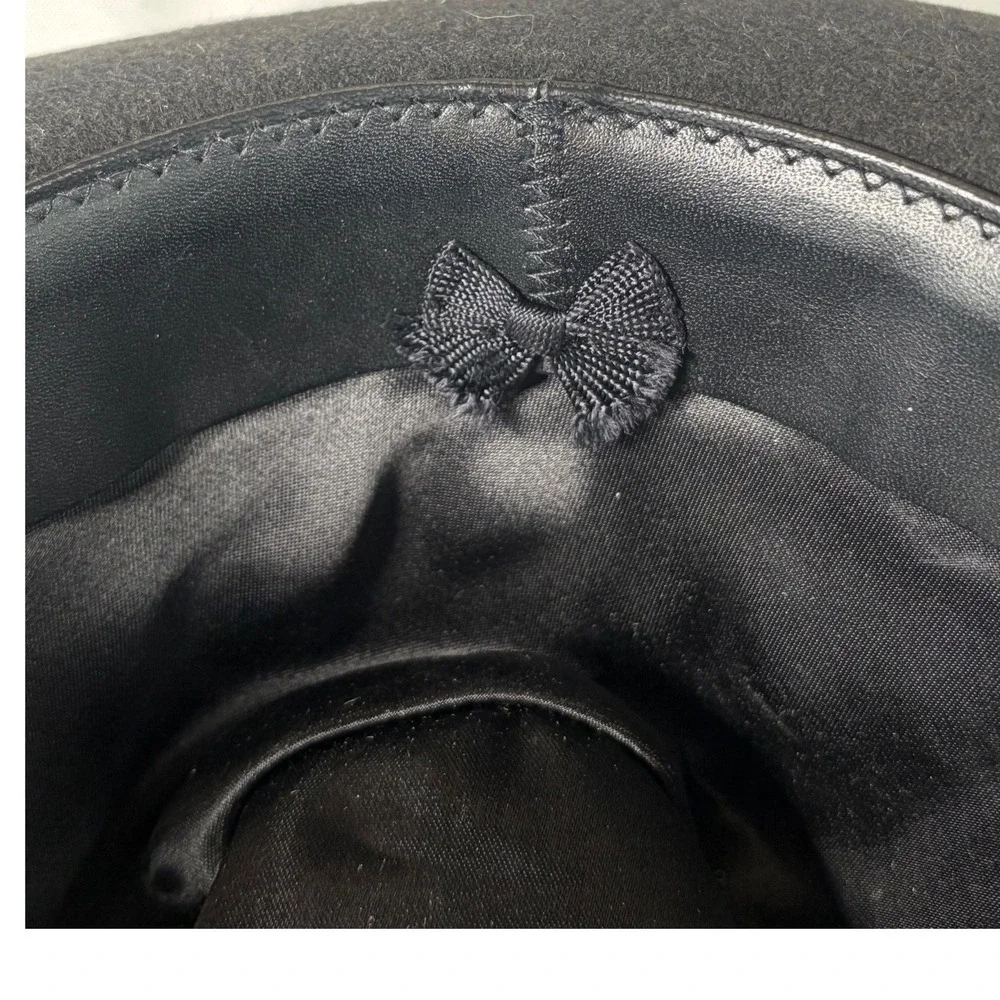 Goorin Bros Black Wool Felt Fedora Hat Handmade in Spain Wide Brim Mens L